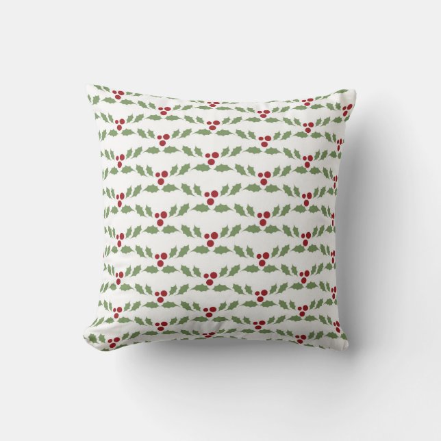 Almofada Bagas de Azevinho de Natal (Frente)