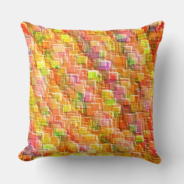 Almofada Bagunça exagerada de sobreposições quadradas embos (Frente)