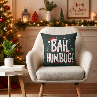 Almofada Bah Humbug Divertido Sarcástico Mal-humorado Natal