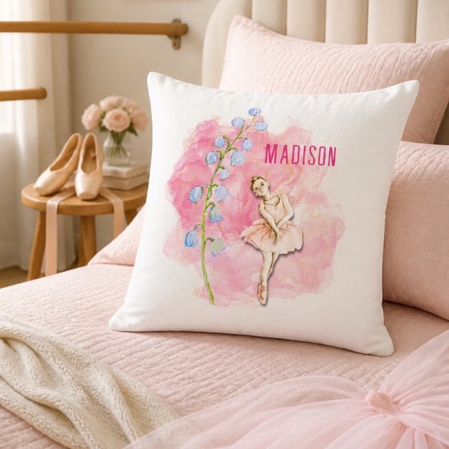 Almofada Bailarina e Flor de Maio Floral em Rosa (Criador carregado)