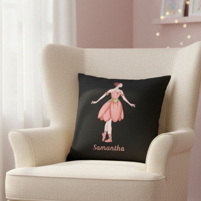 Almofada Bailarina Personalizada Rosa e Preto (Criador carregado)