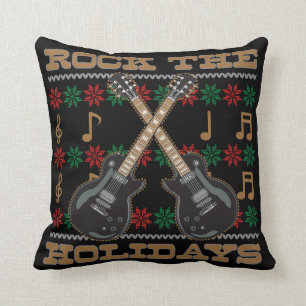 Almofada Balance a camisola feia do Natal da guitarra dos