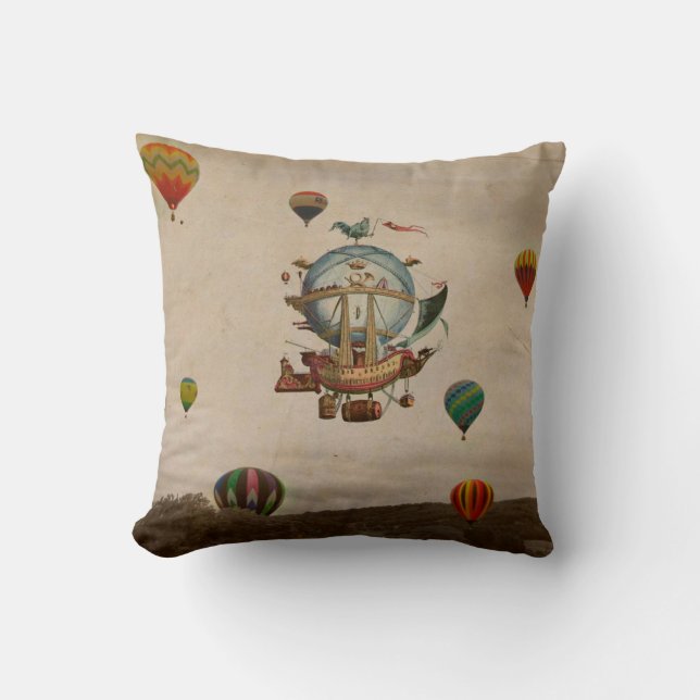 Almofada Balão de ar quente, viagem de Minerve 1803 do La (Frente)