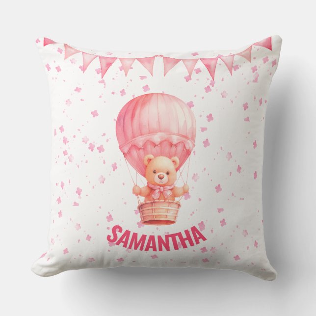 Almofada Balão de Ar Urso de Pelúcia Rosa (Frente)