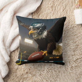 Almofada Bald Eagle com futebol e capacete no estádio