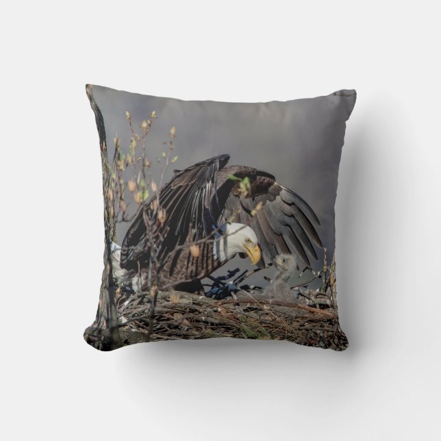 Almofada Bald Eagle com seu bebê (Frente)