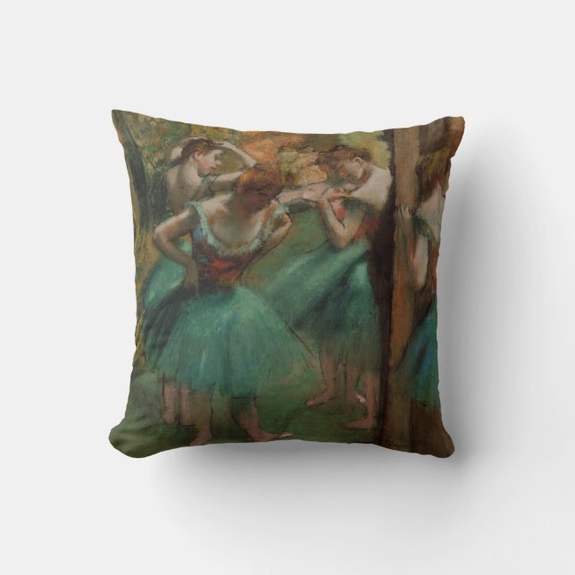 Almofada Balé Dançarinos Rosa e Verde | Edgar Degas (Frente)