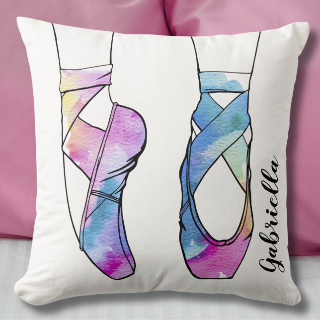 Almofada Balé Personalizado Ballerina (Cute Watercolor Ballet Throw Pillow)