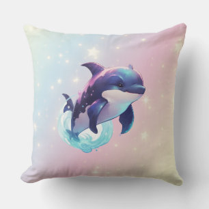 Almofada Baleia Assassina Kawaii Moderna Fofa Rosa e Azul