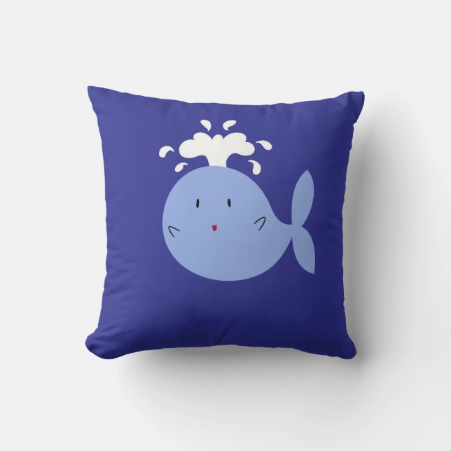 Almofada Baleia azul dos desenhos animados bonitos (Frente)