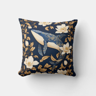 Almofada Baleia Azul Elegante William Morris Inspirou Flora