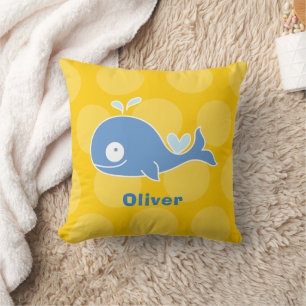 Almofada Baleia Azul Fofa Pontos de Diversão Decoração de B