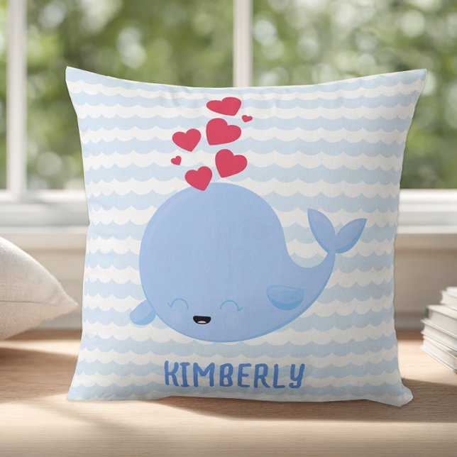 Almofada Baleia de Listra Azul Personalizada (Personalized Whale Pillow)
