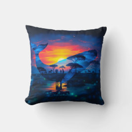 Almofada Baleia e fauna selvagem africana Exposição dupla s