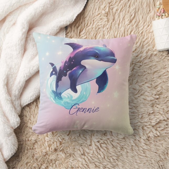 Almofada Baleia Orca Kawaii Personalizada Azul e Rosa (Cobertor)