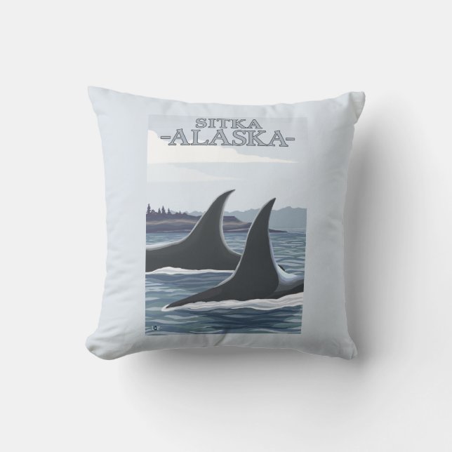 Almofada Baleias #1 da orca - Sitka, Alaska (Frente)