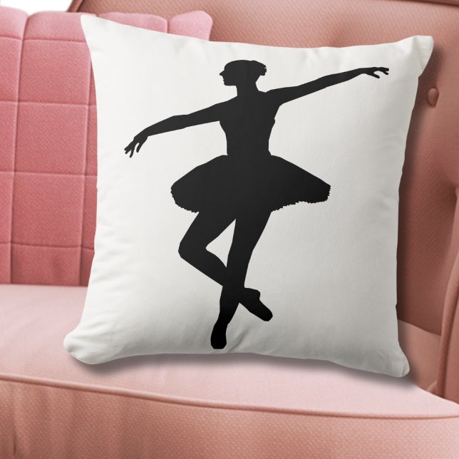 Almofada Ballerina branca branca branca Balé simples (Cute Black White Dancing Ballerina Ballet Throw Pillow)