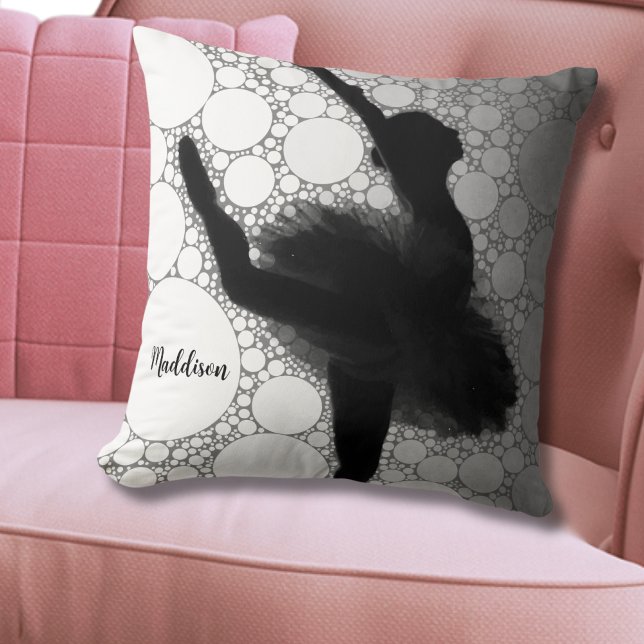 Almofada Ballerina Personalizada para Dança de Balé (Unique Black White Dancing Ballerina Throw Ballet Pillow)