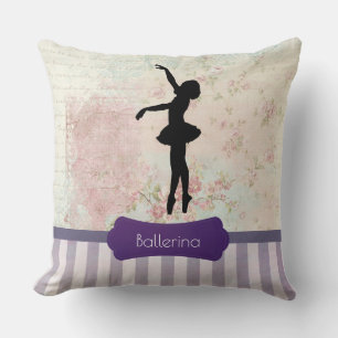 Almofada Ballerina Silhouette no Elegante Padrão Vintage
