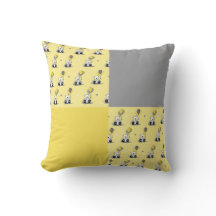 Balões Amarelo e Travesseiro decorativo de Cinza