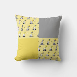 Almofada Balões Amarelo e Travesseiro decorativo de Cinza