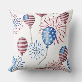 ALMOFADA BALÕES AMERICANOS BRANCOS AZUIS VERMELHOS PATRIÓTI