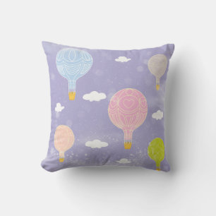 Almofada Balões de ar Quente Pastel Azul Rosa Rosa Pêsseg