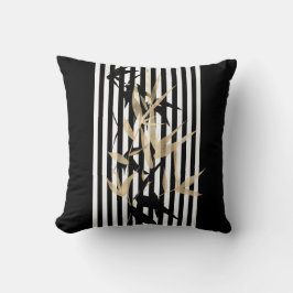 Almofada Bambu Dourado com faixa branca negra asiática eleg