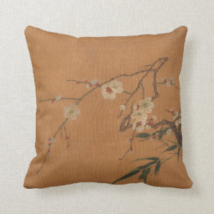 Almofada Bambu e Blossomas Arte Oriental Chinesa Antiga