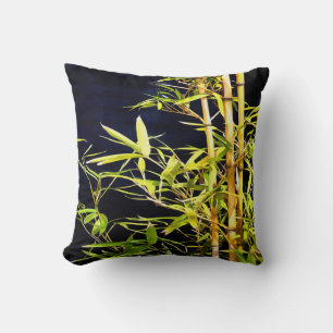 Almofada Bambu Foliage Arte Tropical Em Preto