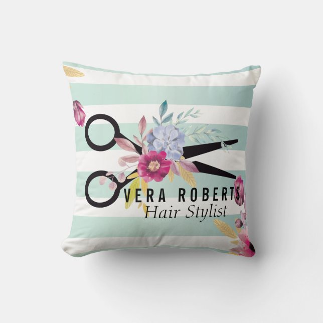 Almofada Banal de Tesoura Dourada e Salão de Bela (Frente)