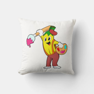 Almofada Banana como Pincel com Pincel de Tinta