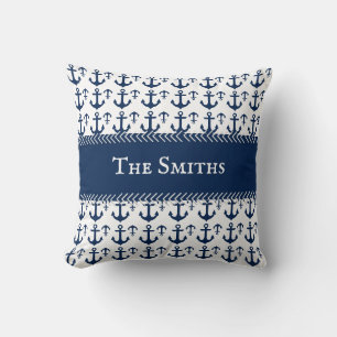 Almofada Banda azul sobre Âncoras Personalizada