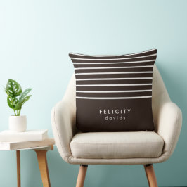 Almofada Banda horizontal monográfica castanha e branca
