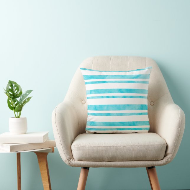 Almofada Bandas Aqua White Watercolor (Cadeira)