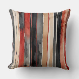 Almofada Bandas de abstrato preto, vermelhas e brancas