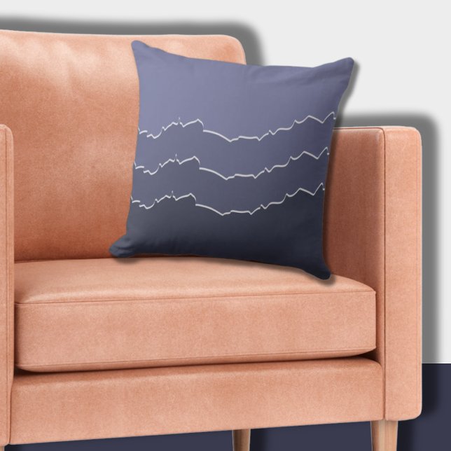 Almofada Bandas de Cinzas Azuis Legal Irregulares (Irregular Torn Cool Blue Gray Striped Throw Pillow)