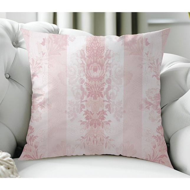 Almofada Bandas de Damasco Vermelho e Branco em Satin (Criador carregado)