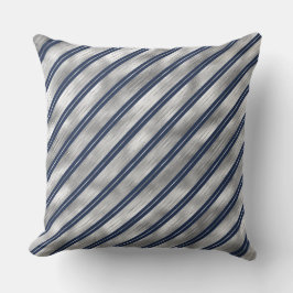 Almofada Bandas de Natal de Folha de Férias Azul e Prata