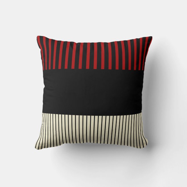 Almofada Bandas de Pop de cor - Vermelho e Creme (Verso)