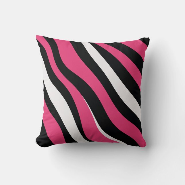 Almofada Bandas de Zebra Rosa e Negra (Frente)