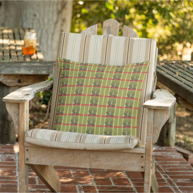 Almofada Bandas verdes e amarelas com Travesseiro decorativ (Cadeira)