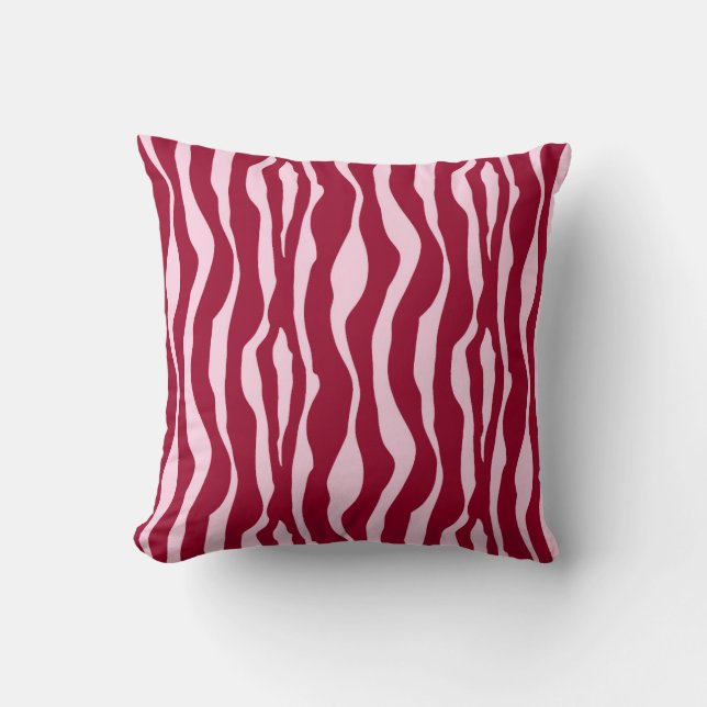 Almofada Bandas-zebra - Borgonha e Rosa (Frente)