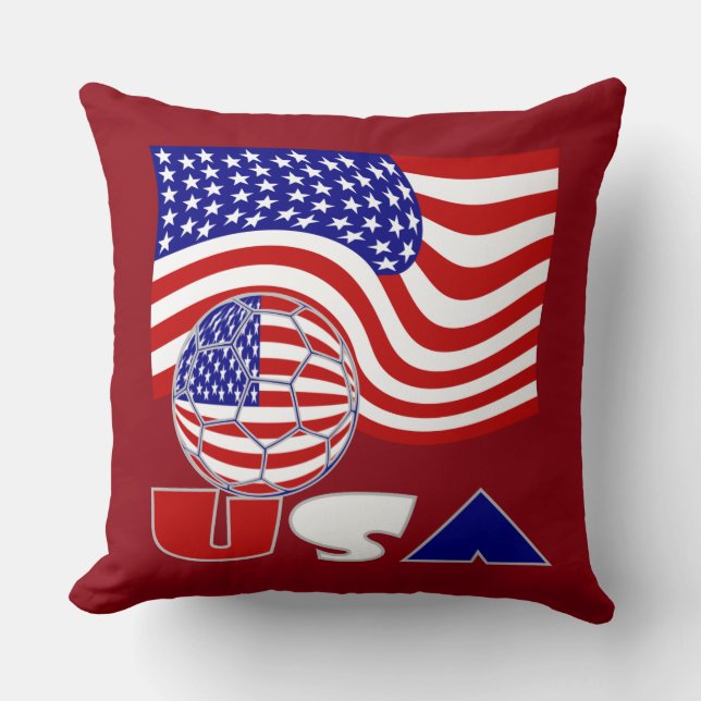 Almofada Bandeira Americana da Bola Vermelha do Futebol Ame (Frente)