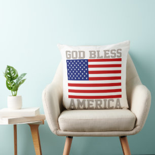 Almofada Bandeira Americana Patriótica Deus Abençoe a Améri