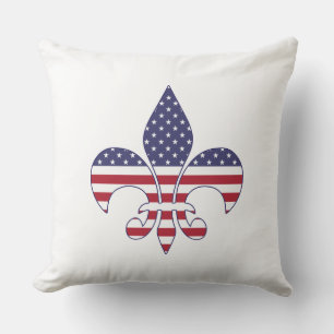 Almofada Bandeira Americana Patriótica Fleur-de-lis