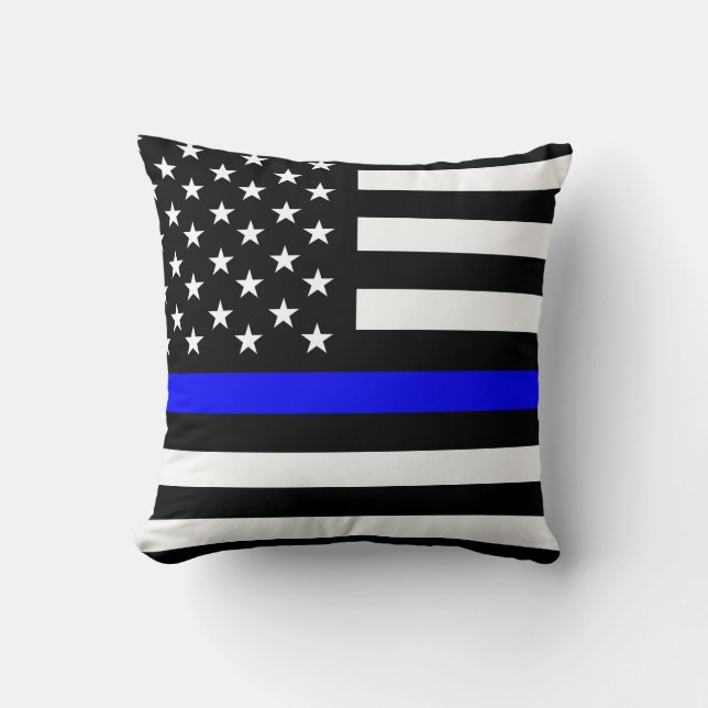 Almofada bandeira azul-fina da polícia eua estados unidos a (Frente)
