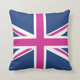 Almofada Bandeira britânica - azul & rosa
