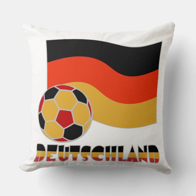 Almofada Bandeira da Alemanha com Bola de Futebol Borda Cin (Frente)