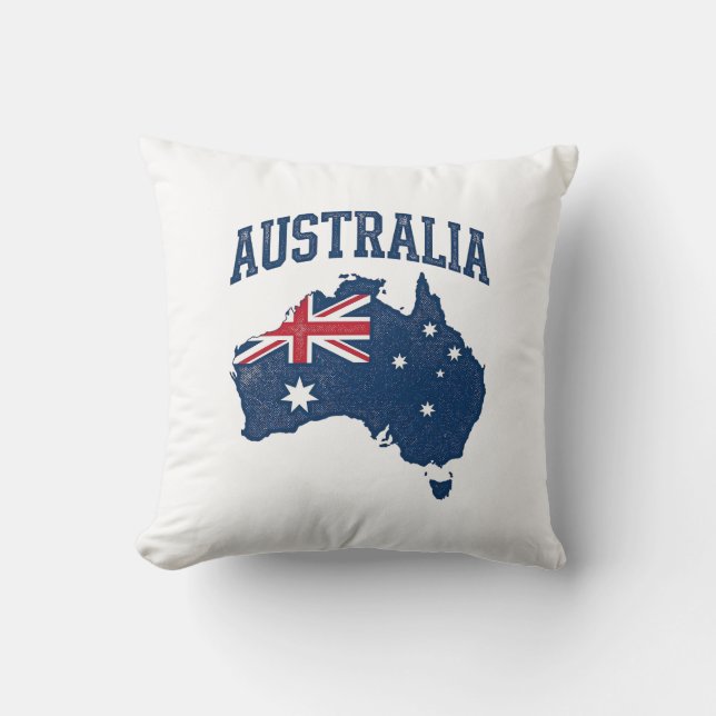 Almofada Bandeira da Austrália Mapa Gráfico Antigo Maltrata (Frente)